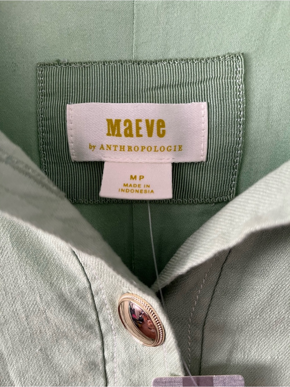 NWT Maeve Anthropology Green Sleeveless Button-Front Mini Dress Sz MP - Picture 7 of 11